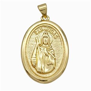 San Judas Charms Copper Pendant Gold Plated, approx 20-27mm [FN45959]