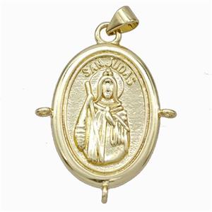 San Judas Charms Copper Pendant Gold Plated, approx 20-27mm [FN45962]