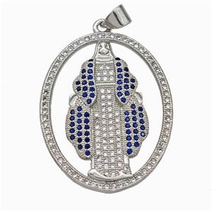 Jesus Charms Copper Pendant Pave Zirconia Oval Gold Plated, approx 25-30mm [FN45966]