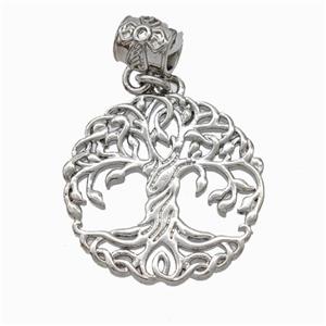 Tree Of Life Charms Copper Pendant Platinum Plated, approx 20mm [FN45977]