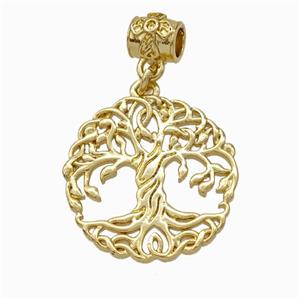 Tree Of Life Charms Copper Pendant Gold Plated, approx 20mm [FN45978]