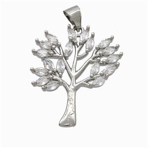 Copper Tree Pendant Micropave Zirconia Platinum Plated, approx 22-25mm [FN45989]