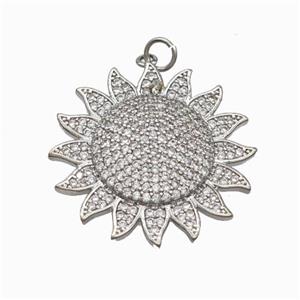 Copper Sun Pendant Micropave Zirconia Platinum Plated, approx 28mm [FN46012]
