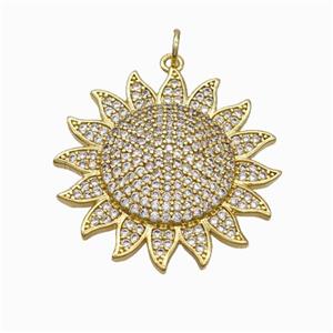 Copper Sun Pendant Micropave Zirconia Gold Plated, approx 28mm [FN46013]