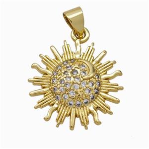 Copper Sun Pendant Pave Zirconia Gold Plated, approx 19mm [FN46030]