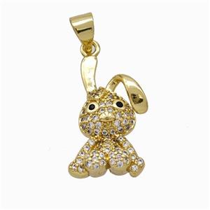Copper Rabbit Pendant Micropave Zirconia Gold Plated, approx 12-20mm [FN46043]
