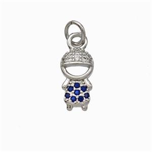 Copper Boy Kids Pendant Pave Zirconia Platinum Plated, approx 6.5-12mm [FN46050]