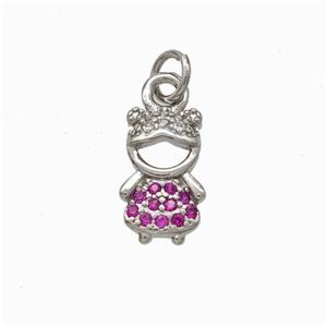 Copper Girl Kids Pendant Pave Zirconia Platinum Plated, approx 7-12mm [FN46052]