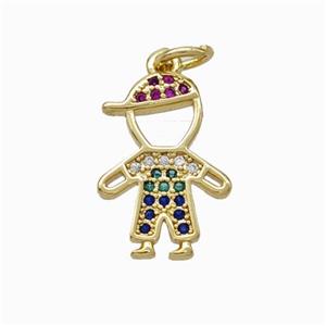 Copper Boy Kids Pendant Pave Zirconia Gold Plated, approx 11-16mm [FN46054]
