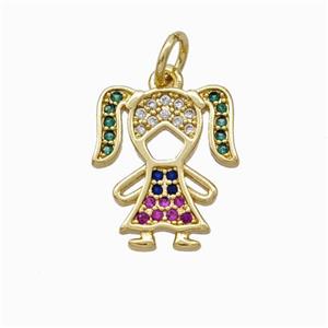Copper Girl Kids Pendant Pave Zirconia Gold Plated, approx 12.5-15mm [FN46055]