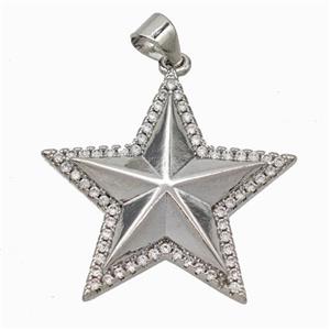 Copper Star Pendant Micropave Zirconia Platinum Plated, approx 25mm [FN46062]