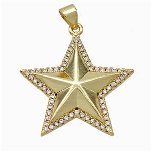 Copper Star Pendant Micropave Zirconia Gold Plated, approx 25mm [FN46063]