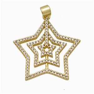 Copper Star Pendant Micropave Zirconia Gold Plated, approx 26mm [FN46067]