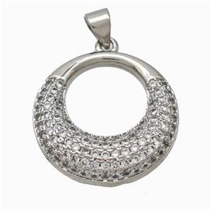 Copper GoGo Pendant Micropave Zirconia Platinum Plated, approx 21mm [FN46068]