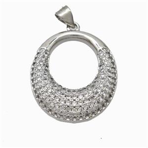 Copper GoGo Pendant Micropave Zirconia Platinum Plated, approx 21-25mm [FN46070]