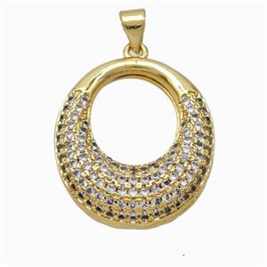 Copper GoGo Pendant Micropave Zirconia Gold Plated, approx 21-25mm [FN46071]