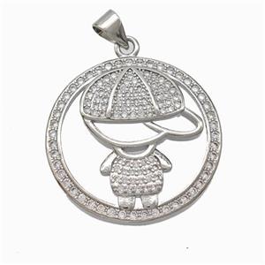 Copper Boy Kids Pendant Pave Zirconia Platinum Plated, approx 25mm [FN46072]