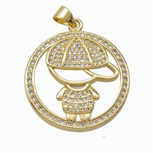 Copper Boy Kids Pendant Pave Zirconia Gold Plated, approx 25mm [FN46073]