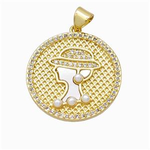 Copper Beauty Pendant Pave Zirconia Shell Resin 18K Gold Plated, approx 22mm [FN46089]