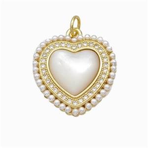 Copper Heart Pendant Pave Zirconia Shell Resin 18K Gold Plated, approx 18mm [FN46099]