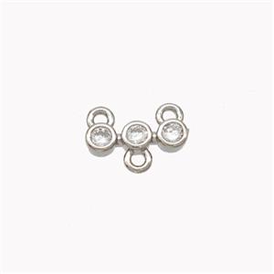 Copper Connector Pave Zirconia Platinum Plated, approx 9.5mm [FN46116]