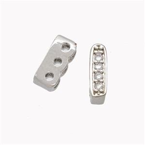 Copper Bead Pave Zirconia 4holes Platinum Plated, approx 9.5mm [FN46118]