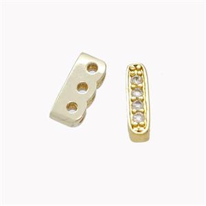 Copper Bead Pave Zirconia 4holes Gold Plated, approx 9.5mm [FN46119]