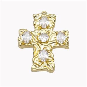 Copper Cross Pendant Pave Zirconia Gold Plated, approx 32-40mm [FN46121]
