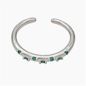 Copper Ring Micropave Green Zirconia Platinum Plated, approx 18mm dia [FN46125]