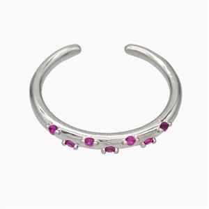 Copper Ring Micropave Fuchsia Zirconia Platinum Plated, approx 18mm dia [FN46127]