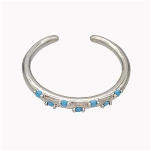 Copper Ring Micropave Turq Zirconia Platinum Plated, approx 18mm dia [FN46128]