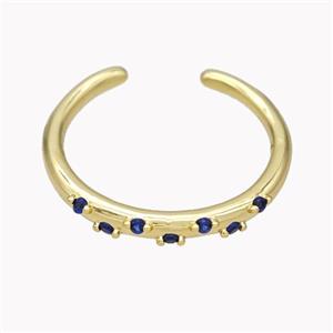 Copper Ring Micropave Blue Zirconia Gold Plated, approx 18mm dia [FN46132]