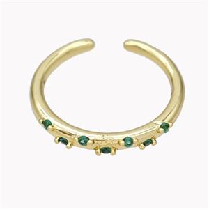 Copper Ring Micropave Green Zirconia Gold Plated, approx 18mm dia [FN46133]