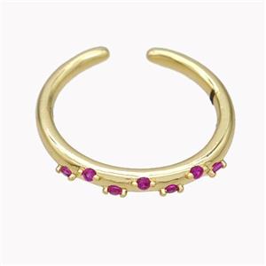 Copper Ring Micropave Fuchsia Zirconia Gold Plated, approx 18mm dia [FN46134]