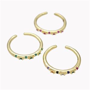 Copper Ring Micropave Zirconia Gold Plated Mixed, approx 18mm dia [FN46137]