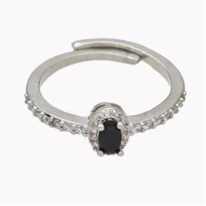 Copper Rings Micropave Zirconia Adjustable Platinum Plated, approx 5-7mm, 18mm dia [FN46138]