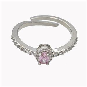 Copper Rings Micropave Zirconia Adjustable Platinum Plated, approx 5-7mm, 18mm dia [FN46140]