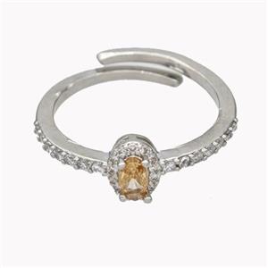 Copper Rings Micropave Zirconia Adjustable Platinum Plated, approx 5-7mm, 18mm dia [FN46141]