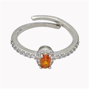 Copper Rings Micropave Zirconia Adjustable Platinum Plated, approx 5-7mm, 18mm dia [FN46142]