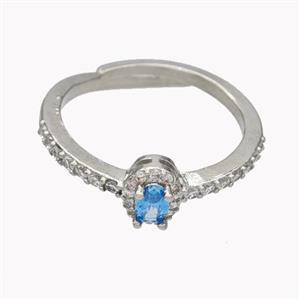 Copper Rings Micropave Zirconia Adjustable Platinum Plated, approx 5-7mm, 18mm dia [FN46143]