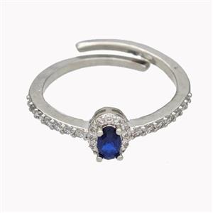 Copper Rings Micropave Zirconia Adjustable Platinum Plated, approx 5-7mm, 18mm dia [FN46144]