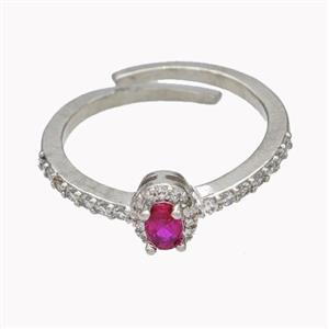 Copper Rings Micropave Zirconia Adjustable Platinum Plated, approx 5-7mm, 18mm dia [FN46146]