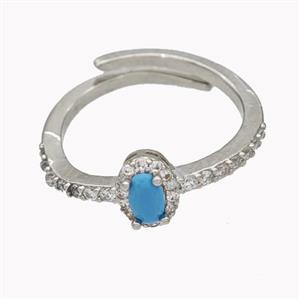 Copper Rings Micropave Zirconia Adjustable Platinum Plated, approx 5-7mm, 18mm dia [FN46147]