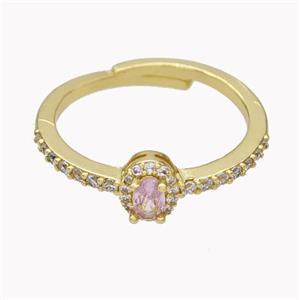 Copper Rings Micropave Zirconia Adjustable Gold Plated, approx 5-7mm, 18mm dia [FN46150]