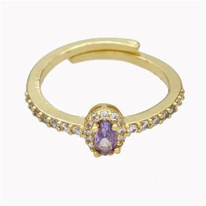 Copper Rings Micropave Zirconia Adjustable Gold Plated, approx 5-7mm, 18mm dia [FN46151]