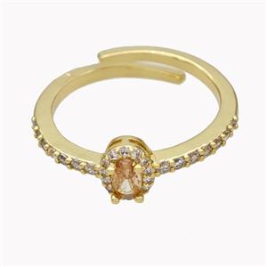 Copper Rings Micropave Zirconia Adjustable Gold Plated, approx 5-7mm, 18mm dia [FN46152]