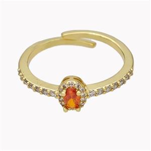 Copper Rings Micropave Zirconia Adjustable Gold Plated, approx 5-7mm, 18mm dia [FN46153]