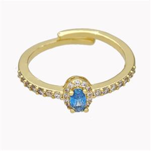 Copper Rings Micropave Zirconia Adjustable Gold Plated, approx 5-7mm, 18mm dia [FN46155]