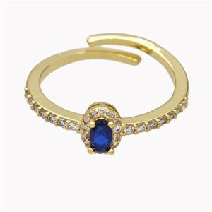 Copper Rings Micropave Zirconia Adjustable Gold Plated, approx 5-7mm, 18mm dia [FN46156]