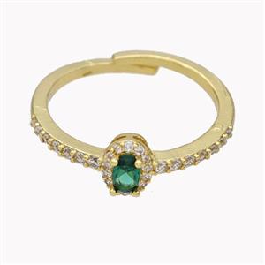 Copper Rings Micropave Zirconia Adjustable Gold Plated, approx 5-7mm, 18mm dia [FN46157]